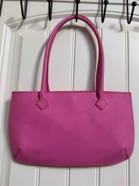 Maurizio Taiuti Candy Pink Leather Shoulder Purse. 13.5” by 7.5” by 0.5”